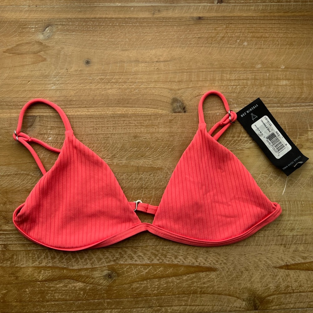VYB Eye Candy Triangle Bikini Top in Coral Red Size Small New - Picture 5 of 9